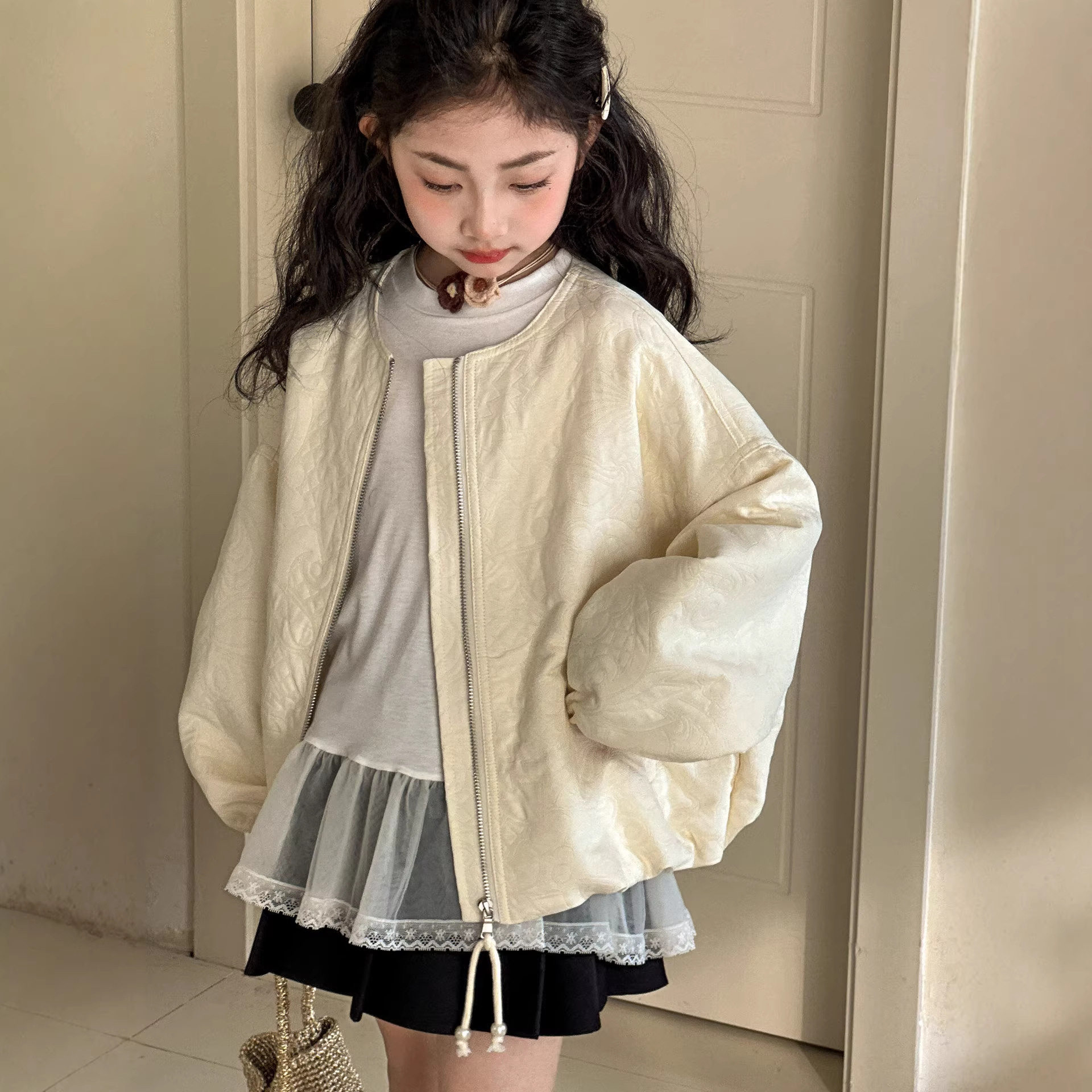 小红鱼女童棒球服外套春秋款2026春装夹克上衣女孩宽松衣服亲子装