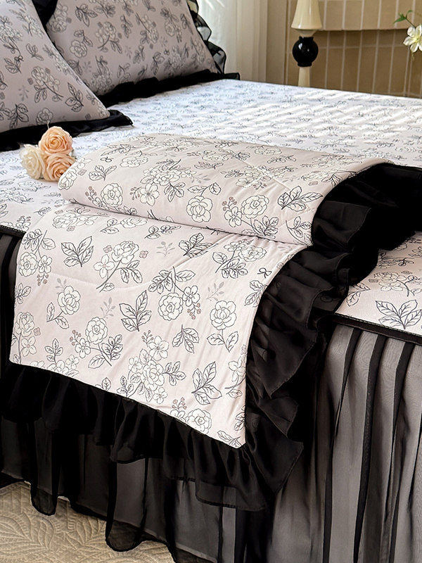 不掉渣无异味冰丝凉席三件套床裙款冰丝席夏被空调被四件套可机洗,床上用品,冰丝席,淘宝优惠券,粉丝福利购,淘宝优惠卷