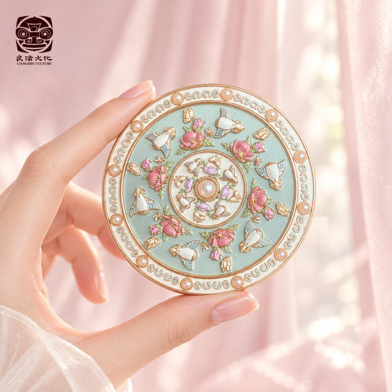良渚博物馆良渚文化玉鸟衔春折叠镜礼品女生礼物文创化妆镜伴手礼