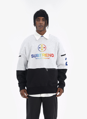 意大利SUBTREND秋季新款潮酷字母牙刷绣撞色卫衣S3FU05105