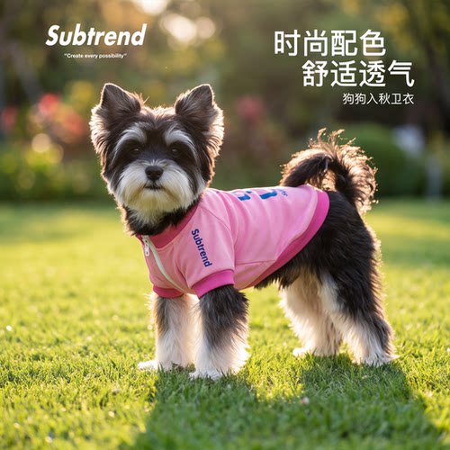 狗狗粉色卫衣秋季宠物服装舒适透气时尚运动小型犬中型犬防晒