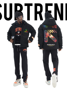 SUBTREND3M新雪丽填充棉服冬季新款潮酷印花黑色保暖有型
