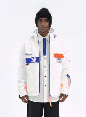 意大利SUBTREND冬季新款潮酷字母绣花印花白色棉服S2WU01124