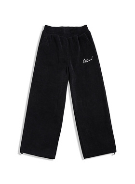 意大利SUBTREND新款潮酷黑色加厚灯芯绒抽绳休闲裤S3FU03011