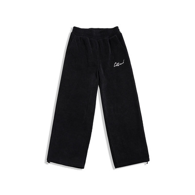 意大利SUBTREND新款潮酷黑色加厚灯芯绒抽绳休闲裤S3FU03011