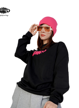 新品Resource品牌2025新款薄款长袖小阔型黑色时尚潮牌卫衣女秋冬