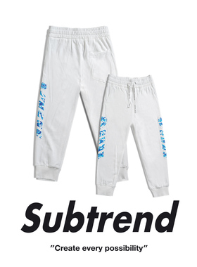 意大利SUBTREND新款潮酷迷彩印花白色9分卫裤S2MU05512
