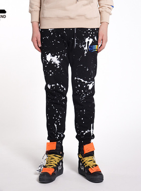 意大利SUBTREND潮牌黑色泼漆收脚卫裤休闲长裤S2SU05320断码