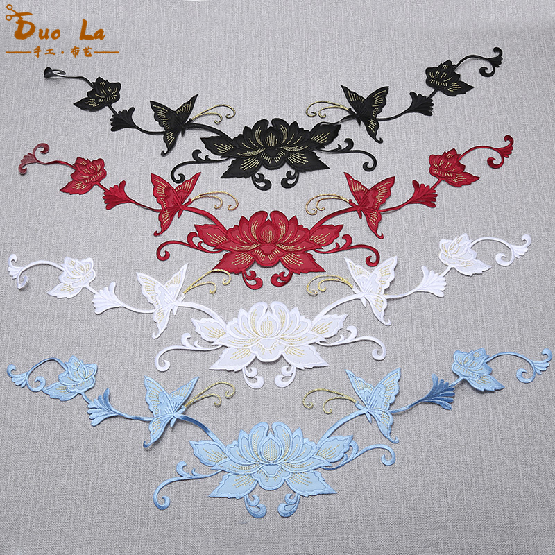 大号刺绣布贴中国风衣服补丁贴花民族风旗袍diy补洞装饰熨烫贴片