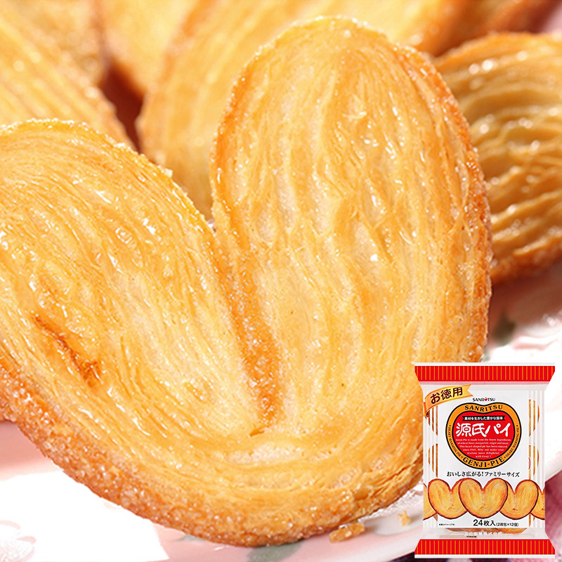 日本进口三立蝴蝶酥源氏心形千层酥饼干家庭装年货提子酥休闲零食