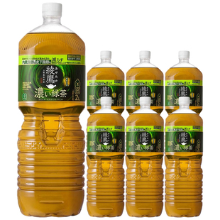 日本进口可口可乐绫鹰浓郁绿茶饮料无糖宇治抹茶2L家庭超大瓶桶装