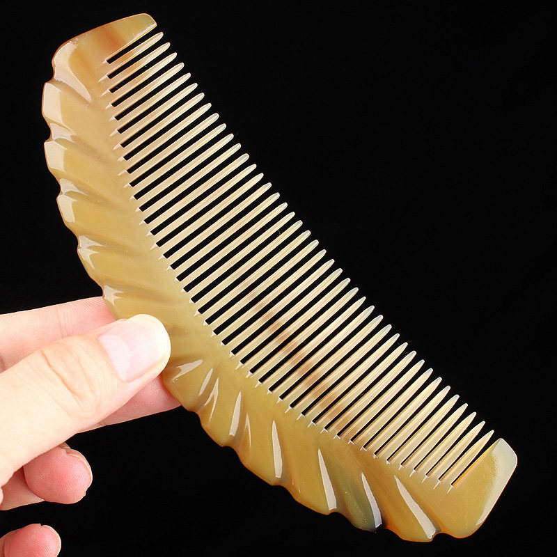 天然牦牛角梳子纯正品白水牛角加厚防经络梳脱发女刻字情人节礼物