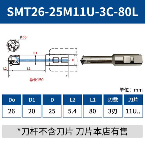 数控深孔螺纹铣刀杆SMT内冷加工中心单刃内U型铣牙刀11/16UID刀片
