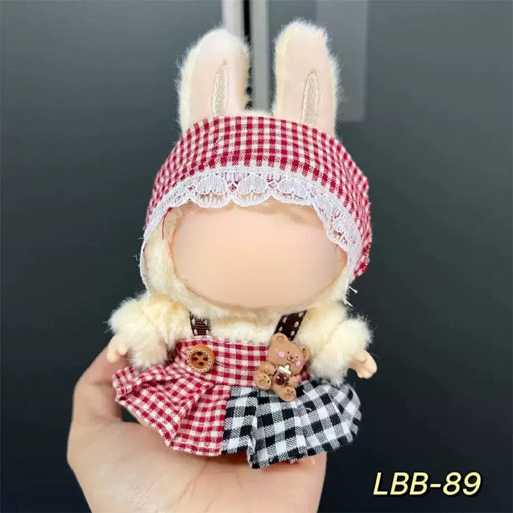 labubu娃衣搪胶拉布布衣服17cm公仔换装休闲套装裙子坐坐派对一二