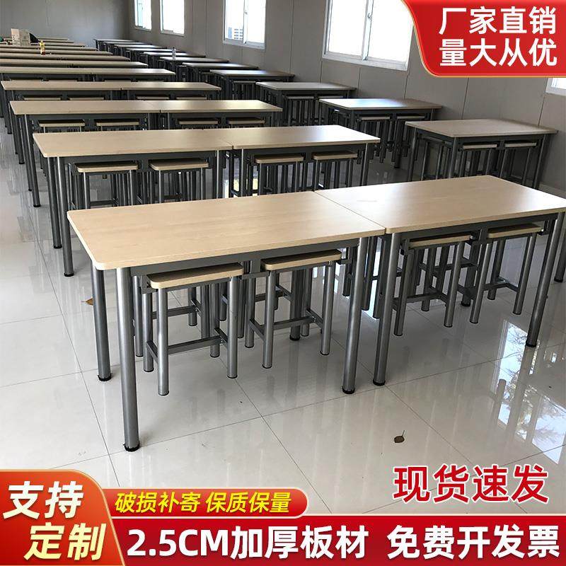 食堂桌椅组合4人6人餐桌挂凳饭厅饭店用工厂工人企业员工学校桌椅