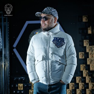 金刚铁甲立领白色白鸭绒羽绒服男短款面包服休闲外套男款保暖上衣