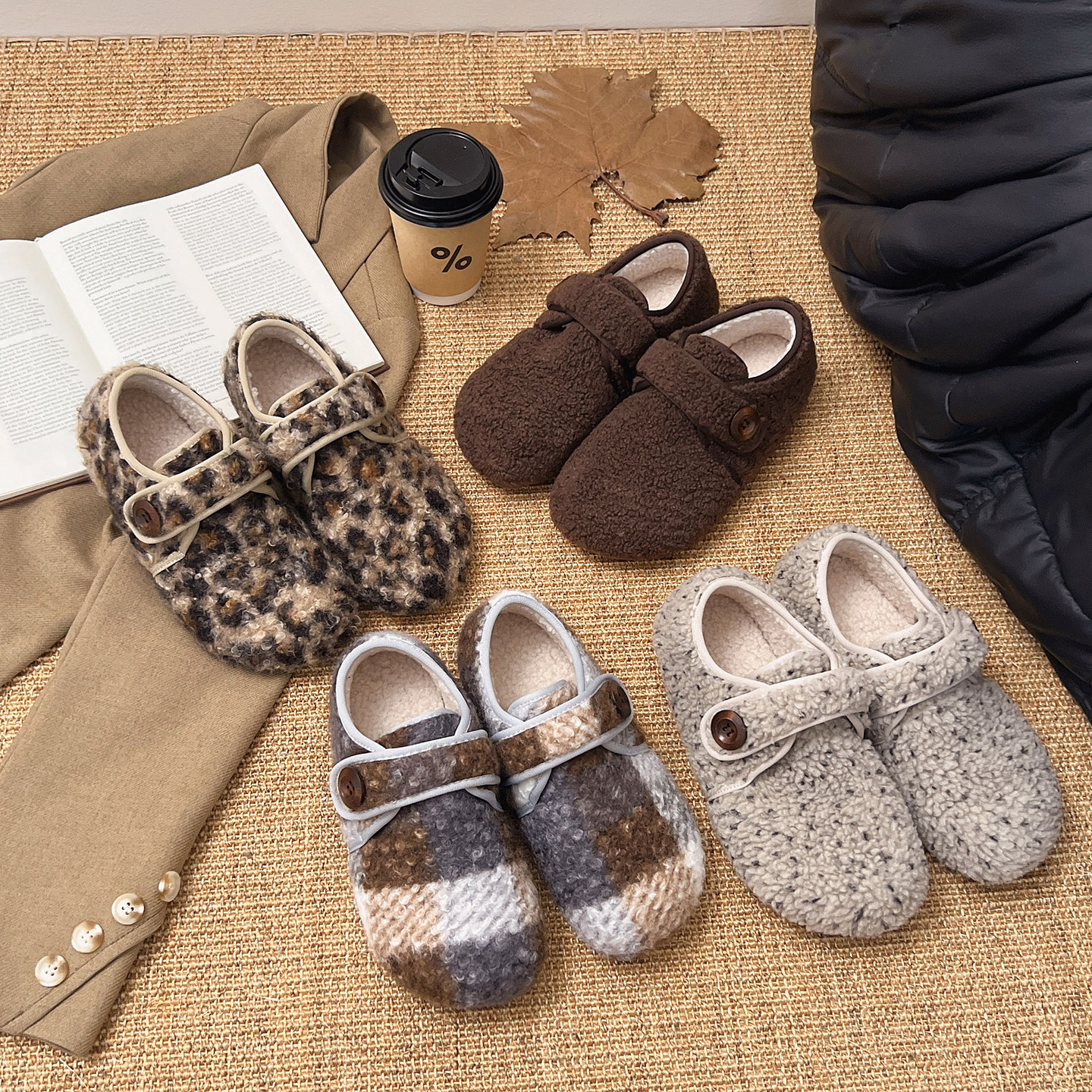 复古玛丽珍毛毛鞋女秋冬季加绒保暖魔术贴全包勃肯鞋一脚蹬单鞋,女鞋,玛丽珍鞋,淘宝优惠券,粉丝福利购,淘宝优惠卷