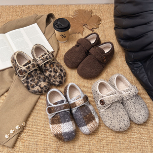 复古玛丽珍毛毛鞋女秋冬季加绒保暖魔术贴全包勃肯鞋一脚蹬单鞋