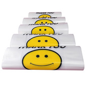 笑脸外卖透明塑料袋子一次性打包方便袋购物手提食品拎袋定制商用