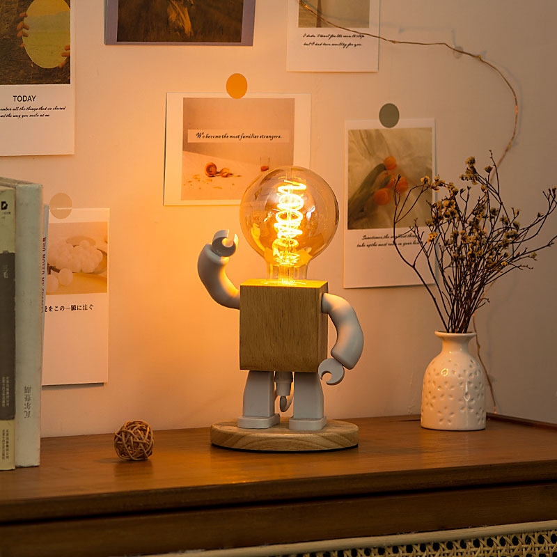 复古台灯工业风机器人儿童卧室床头灯桌面装饰小夜灯男生日礼物