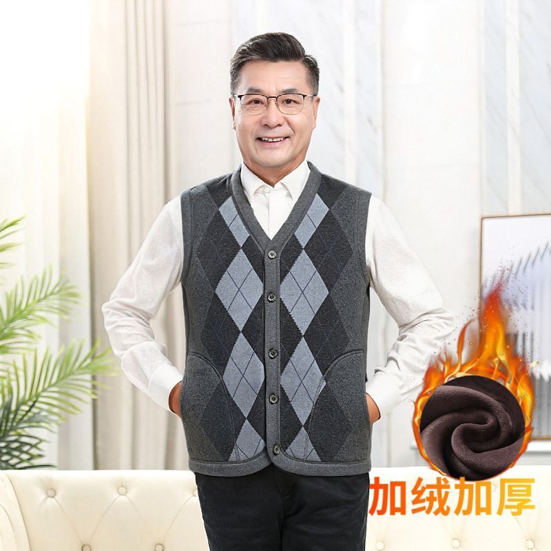 中老年男士马甲加绒加厚