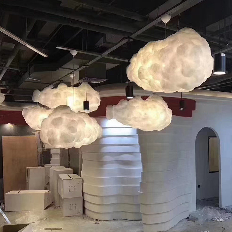 云朵吊灯创意个性儿童房棉花白云灯卧室服装店云彩灯酒店网红灯