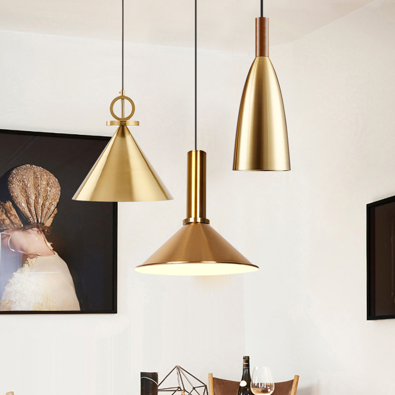 北欧简约吊灯后现代简约餐厅艺术装饰金色古铜吧台餐桌饭店小吊灯