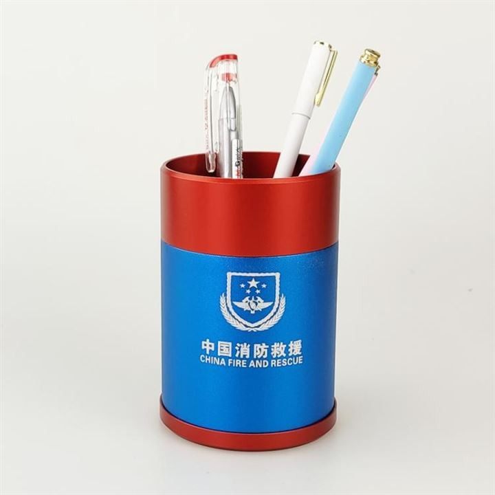 화재 금속 펜 홀더 파란색 친구 간단한 대용량 펜 배럴 사무실 남성과 여성 학생 데스크탑 문구 보관함