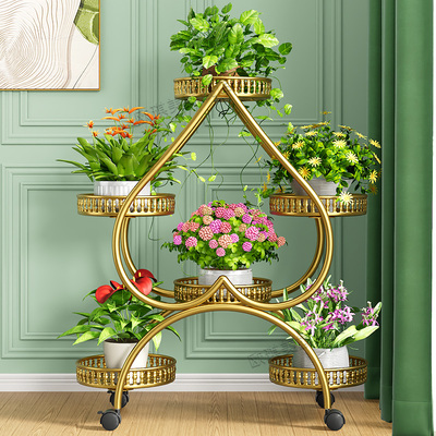 花架子客厅落地式室内家用阳台置物架多层铁艺黄金葛植物摆放花盆
