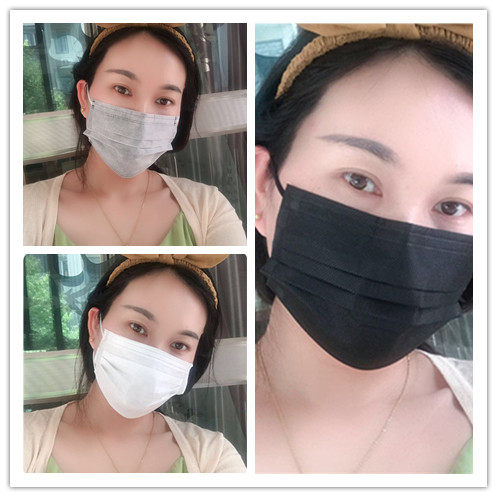 一次性口罩两层独立包装薄款三层单个成人夏季透气口罩防尘黑