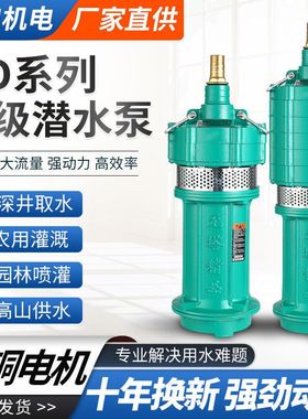 多级潜水泵220V家用高扬程小老鼠深井泵农用灌溉大流量高压抽水泵