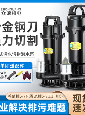 切割式污水泵220V化粪池抽粪泥浆排污泵家用农用灌溉大流量抽水泵