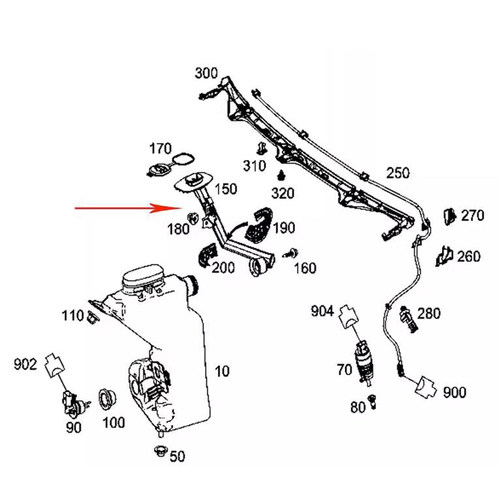 适用奔驰C级W205 C180 C200 C260 C300前档玻璃水壶雨刮加水管盖