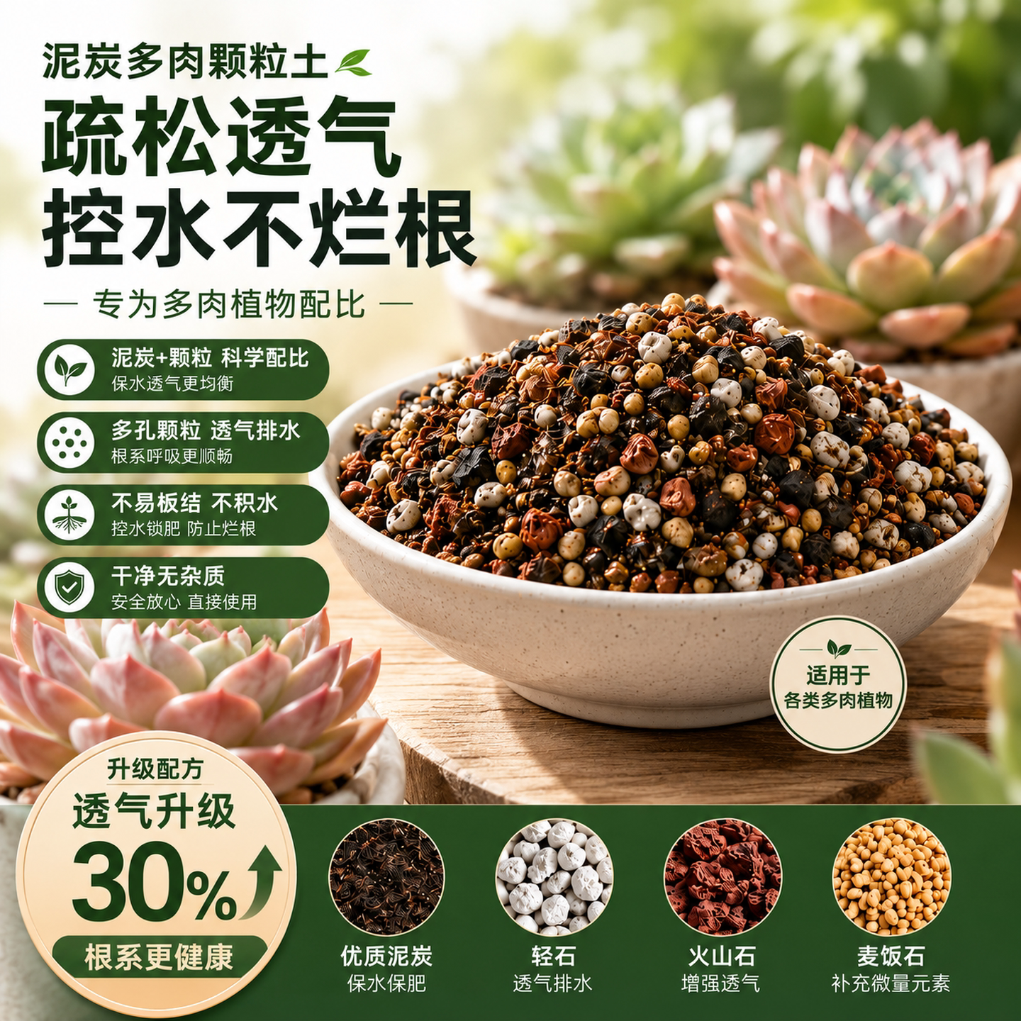 多肉颗粒土专用营养土植物泥炭种植土壤肉肉叶插小苗老桩颗粒花土
