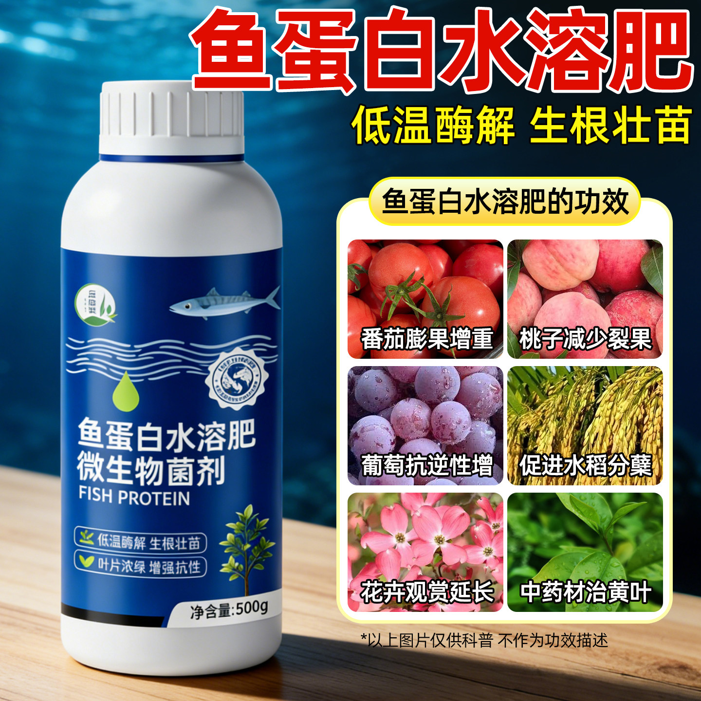 鱼蛋白水溶肥氨基酸旗舰店原浆海藻有机肥叶面瓜果蔬菜花卉营养液