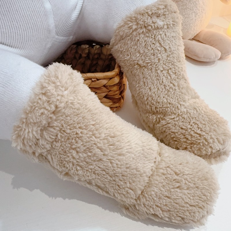 婴幼儿外出袜套宝宝袜子秋冬加厚保暖毛绒袜套可爱洋气居家地板袜