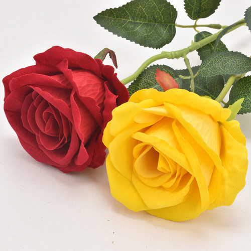 包邮玫瑰花仿真花束绢花客厅餐桌装饰花单支花艺插花假花婚庆