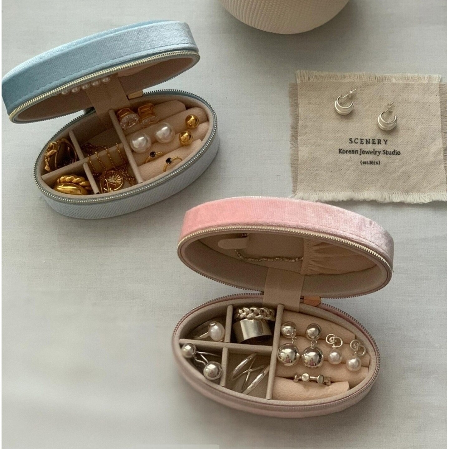 丝绒首饰盒复古精致绒布饰品盒旅行便携收纳盒耳环项链戒指整理盒