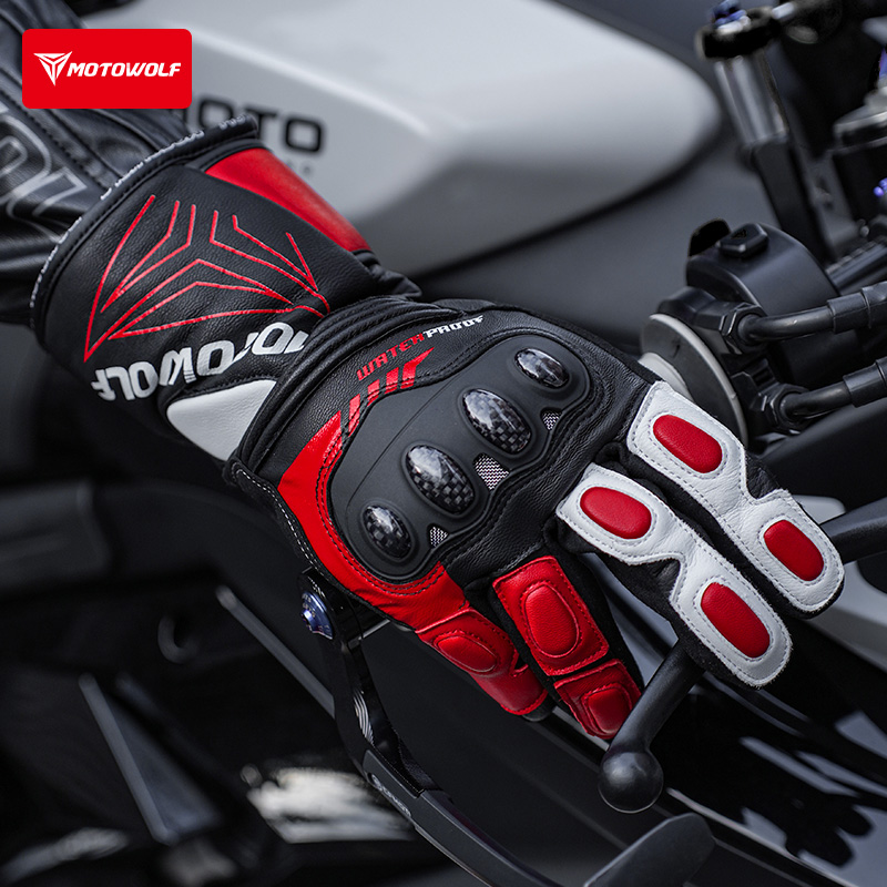 摩多狼冬季保暖摩托车手套真皮
