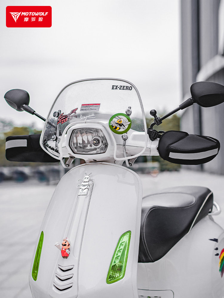 겨울 전기 오토바이 핸들 바 커버와 벨벳 방풍 따뜻한 장갑 남성과 여성 오토바이 라이더를 위한 방수 및 방한 장비