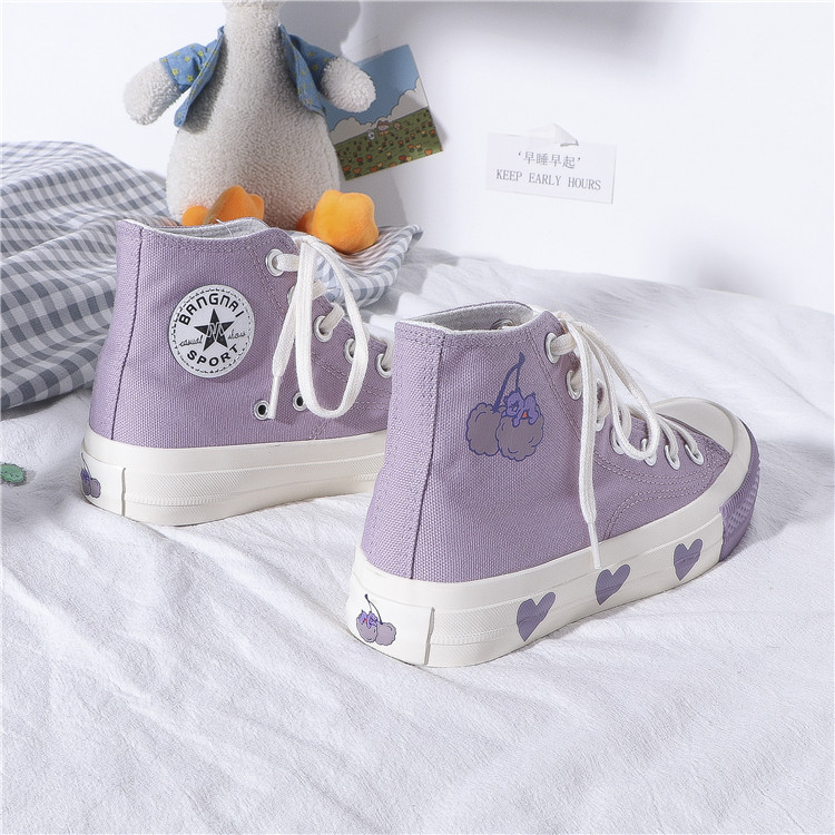 星黛紫高帮鞋子2020秋季新款学生卡通涂鸦透气学生韩版帆布鞋女潮在类目 女鞋, 帆布鞋中 - 来自Buy2taobao.com提供专业的淘宝代购服务