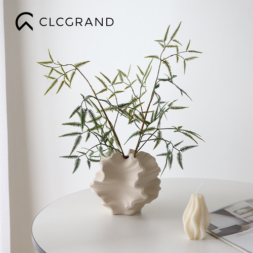 诧寂风磨砂陶瓷花瓶摆件高级感客厅插花装饰花器样板间艺术品摆设