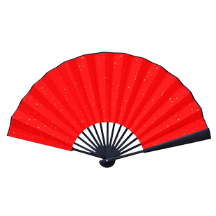 红色洒金宣纸折扇空白纸扇定制题字可双面写字刻字古风书法折叠扇