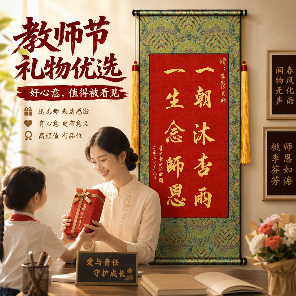 【教师节感恩礼】卷轴锦旗定制
