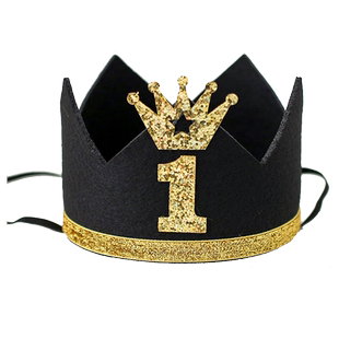 生日帽子女宝宝1周岁派对眼镜公主皇冠2男孩儿童发光场景布置装饰