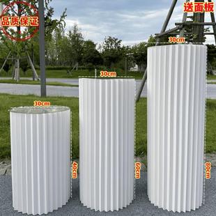 宝宝周岁生日场景布置折叠圆柱甜品台纸质罗马柱仪式拍照道具装饰