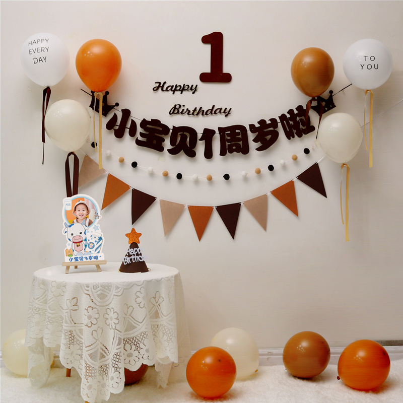 ins宝宝生日快乐布置儿童1周岁
