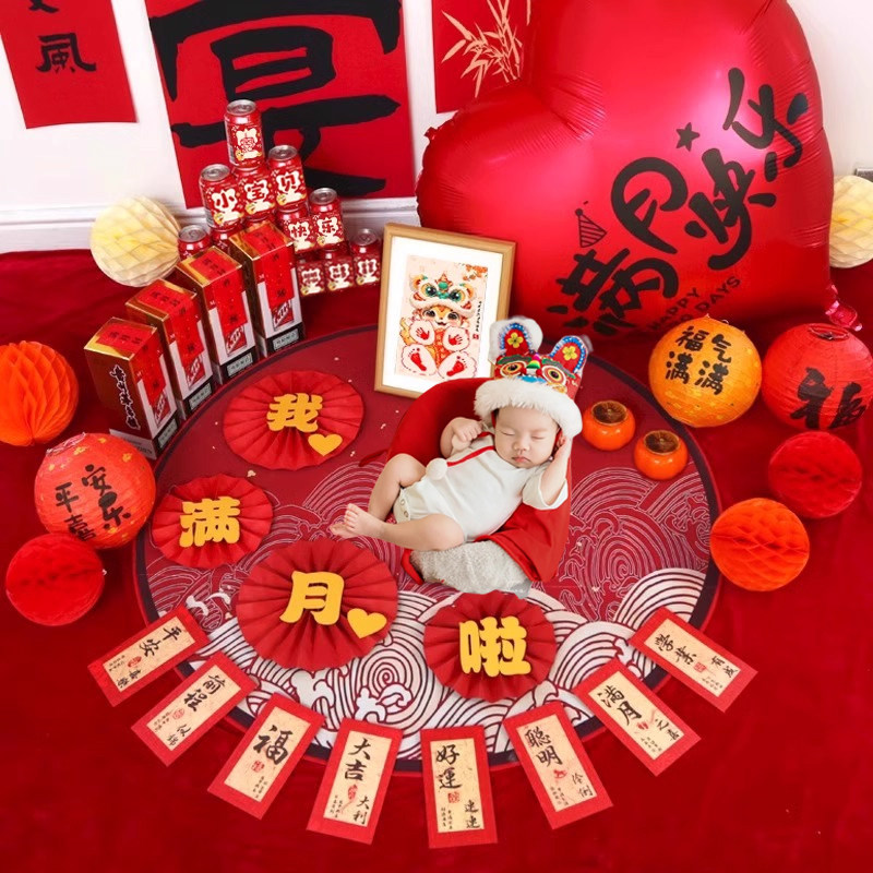 床上宝宝满月仪式感布置拍照道具图片