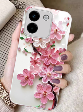 适用VIVOY200手机壳Y100金属漆Y97新款Y78+非立体Y77e桃花Y55s玻璃Y35+防摔Y30G标准版Y17保护套Y3s简约ins女