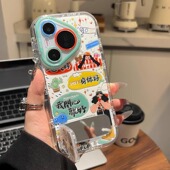适用苹果16手机壳iPhone15Promax新款 ip14镜面13卡通12Pro创意11泡芙壳Xs防摔保护套8plus7可爱SE2带支架mini